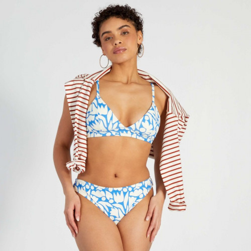 Culotte de bain brésilienne imprimé - Blanc/bleu