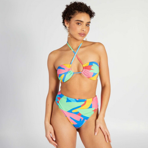 Bas de maillot de bain tanga colorblock - Multicolore