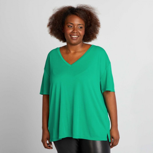 Tee-shirt col V ultra-stretch - Vert