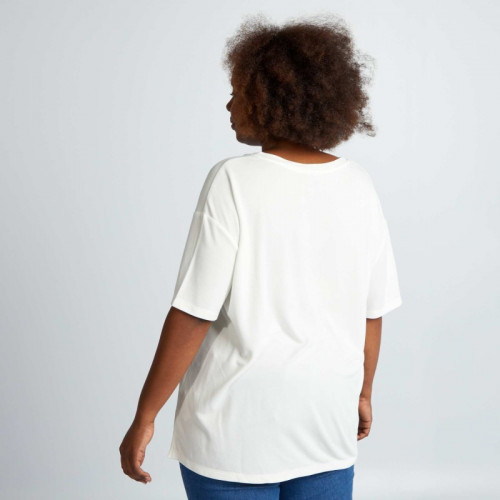 Tee-shirt col V ultra-stretch - Blanc