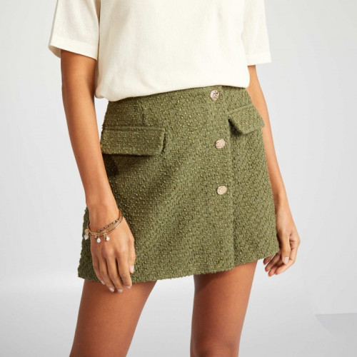 Jupe short avec boutons bijoux - Vert