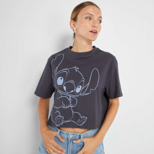 T-shirt 'Stitch' 'Disney'  Cropped et oversize - Gris anthracite