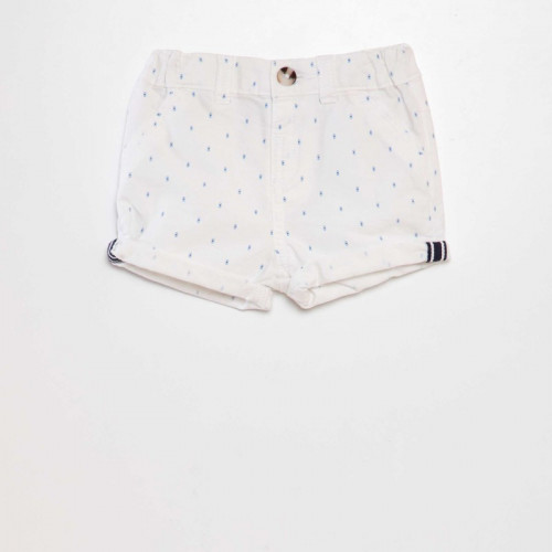 Short en coton taille ajustable - Blanc