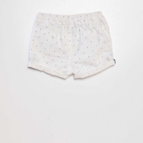 Short en coton taille ajustable - Blanc