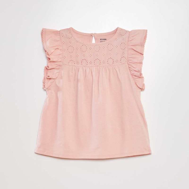 T-shirt avec broderie - Rose