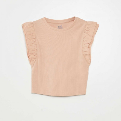 Tee-shirt avec manches volantées - Vieux rose