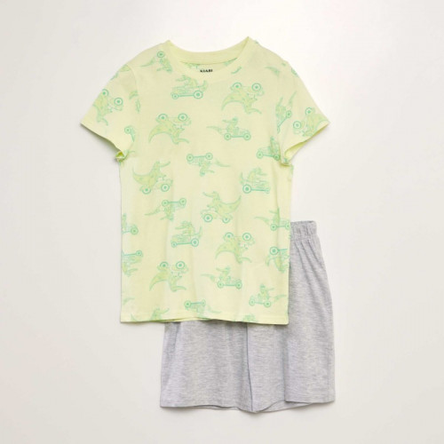 Pyjama court  t-shirt + short - 2 pièces - Vert