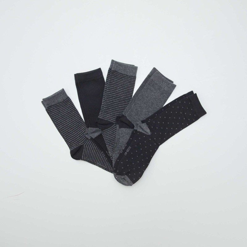 Lot de 5 paires de chaussettes fantaisies - Noir