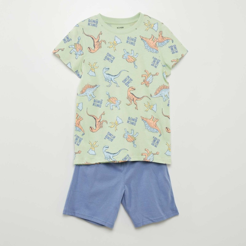 Pyjama court  t-shirt + short - 2 pièces - Vert