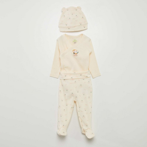 Ensemble 3 pièces - Body + legging + bonnet 'Nala & SImba' - Beige