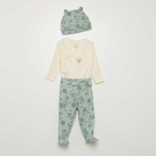 Ensemble 3 pièces - Body + legging + bonnet 'Nala & SImba' - Beige