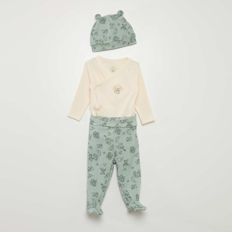 Ensemble 3 pièces - Body + legging + bonnet 'Nala & SImba' - Beige