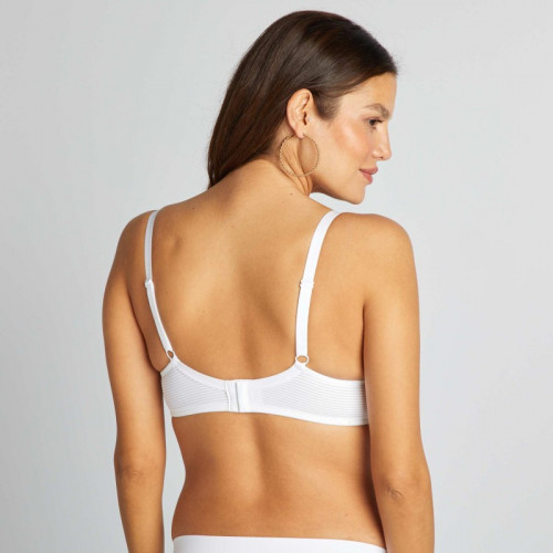 Soutien-gorge microfibre à fines rayures ajourées D&E - Blanc