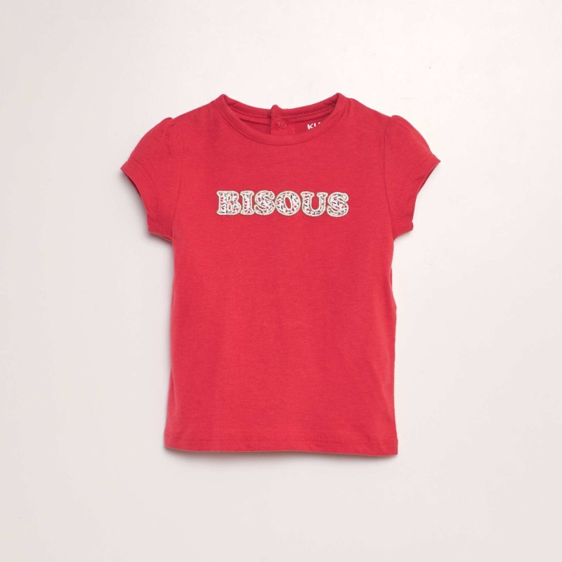 Tee-shirt manches courtes imprimé - Rouge bisous