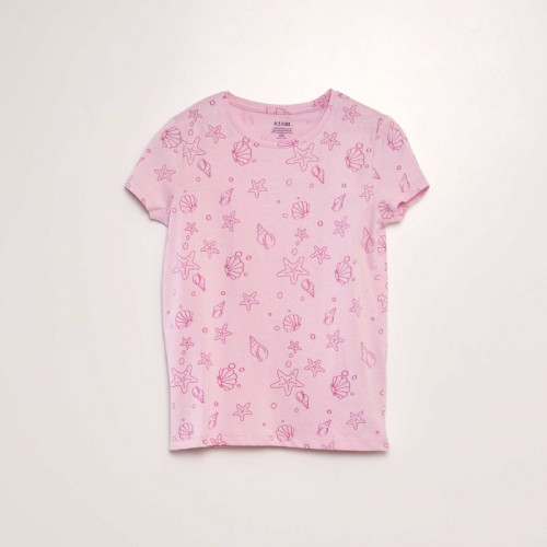 T-shirt en maille jersey imprimé - Rose