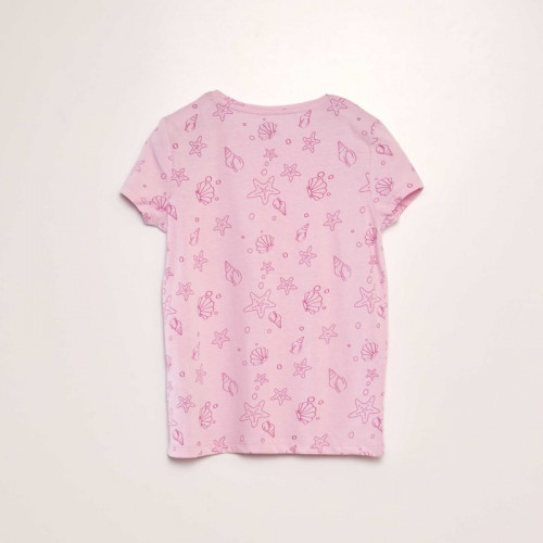 T-shirt en maille jersey imprimé - Rose