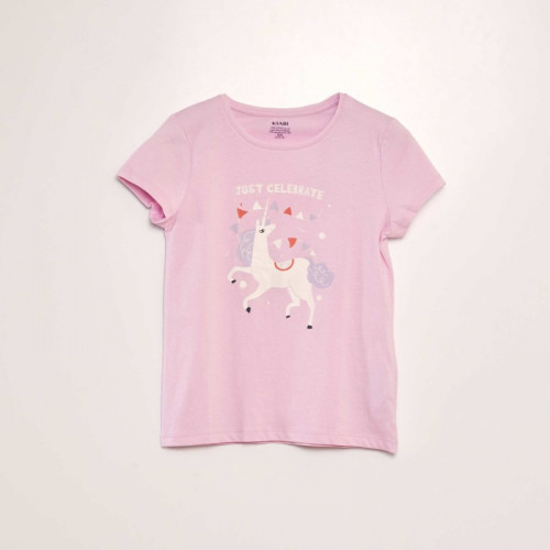 T-shirt en maille jersey imprimé - Rose