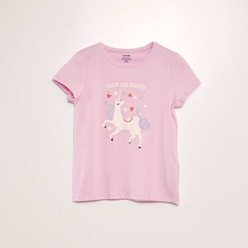 T-shirt en maille jersey imprimé - Rose