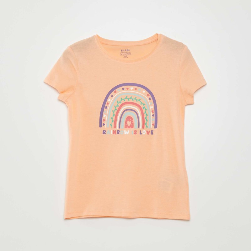 T-shirt en maille jersey imprimé - Rose