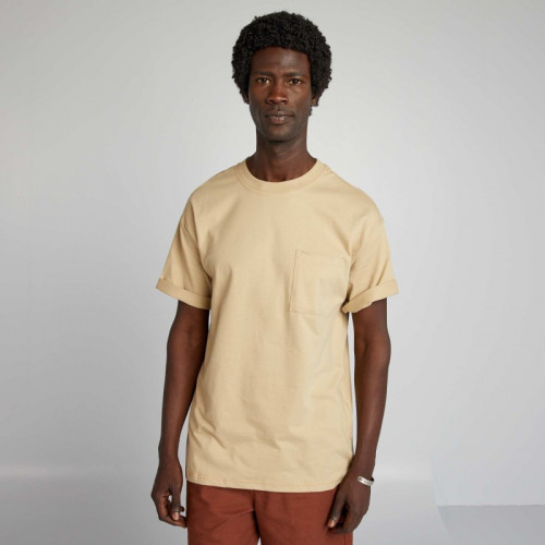 Tee-shirt uni coupe large - Beige foncé