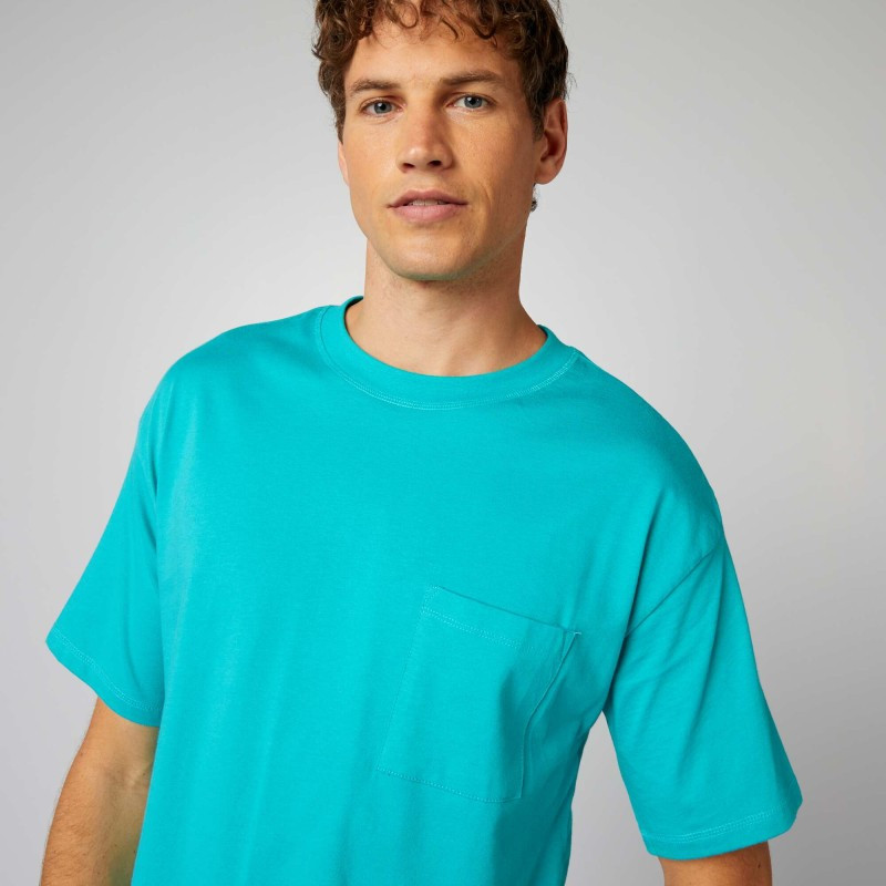 Tee-shirt uni coupe large - Bleu baltique