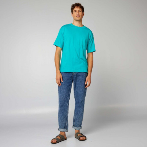 Tee-shirt uni coupe large - Bleu baltique