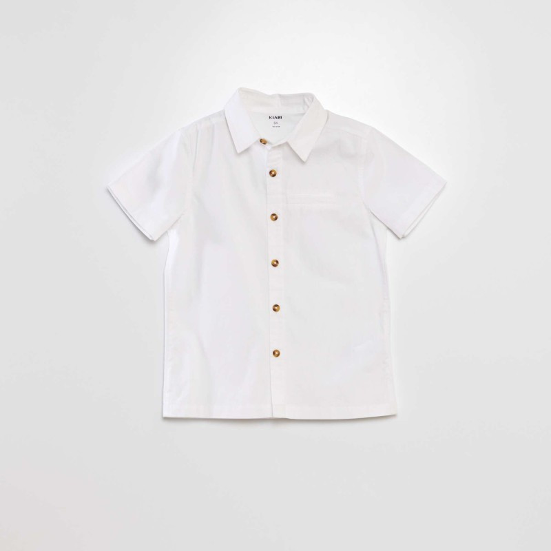 Chemise manches courtes unie - Blanc