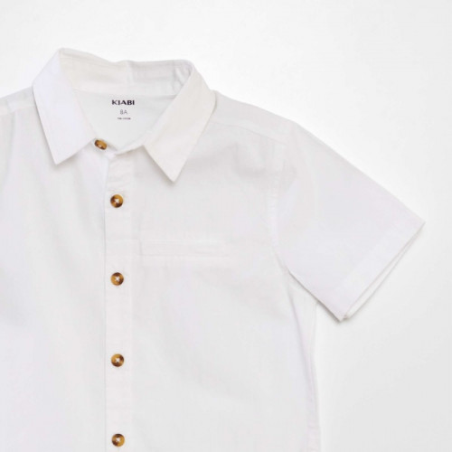 Chemise manches courtes unie - Blanc