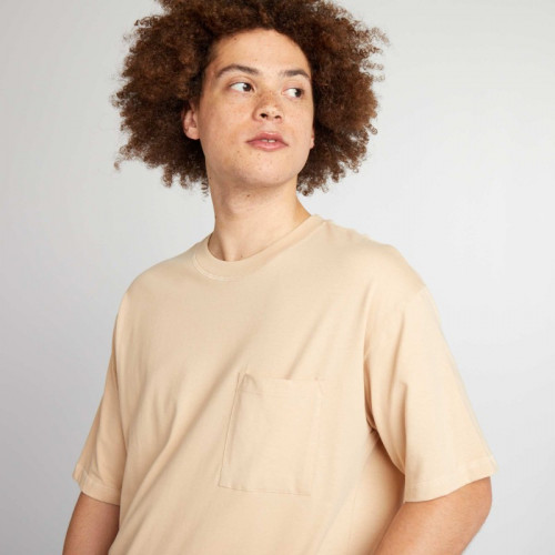 Tee-shirt uni coupe large - Beige