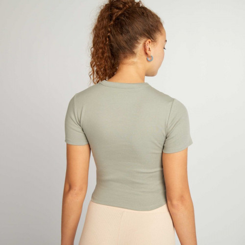 T-shirt cropped manches courtes - Vert sauge