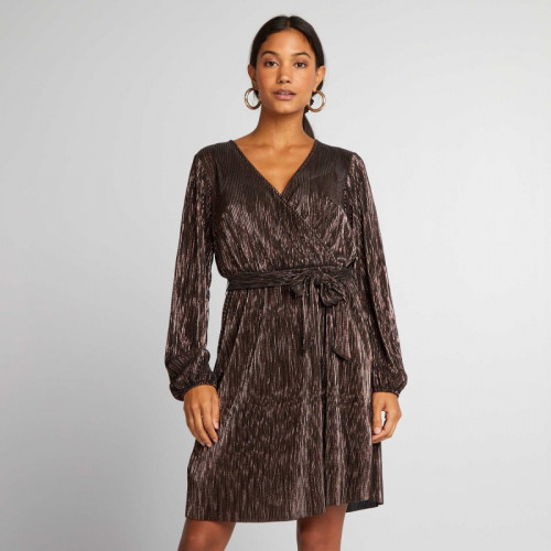 Robe en maille plissée brillante - Bronzeplea