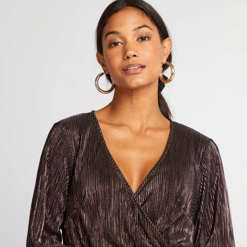 Robe en maille plissée brillante - Bronzeplea