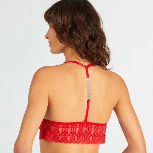 Triangle dentelle bijou fantaisie - Rouge