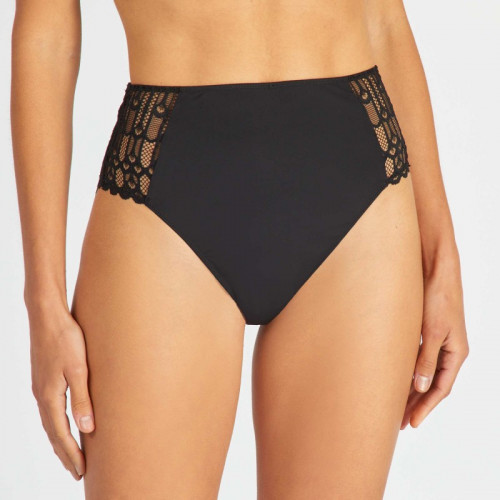 Culotte haute micro et dentelle - Noir