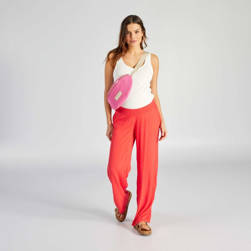 Pantalon grossesse large et fluide - Rouge