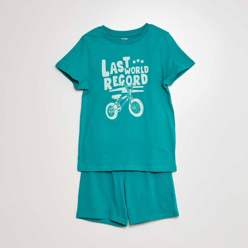 Pyjama court short + t-shirt - 2 pièces - Vert