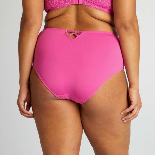 Culotte en microfibre et dentelle - Rose