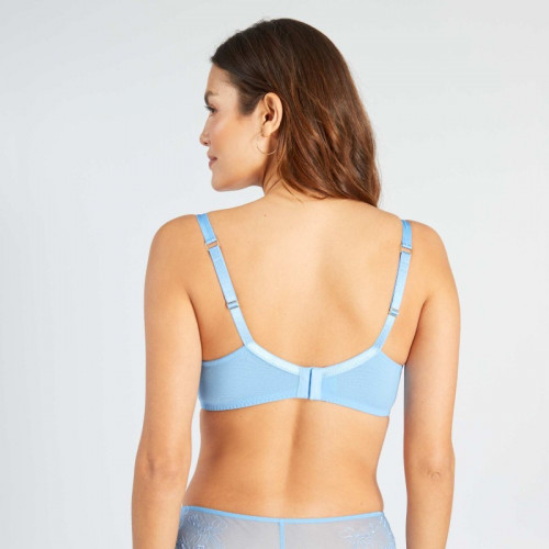 Soutien-gorge ampliforme tulle brodé D&E - Bleu