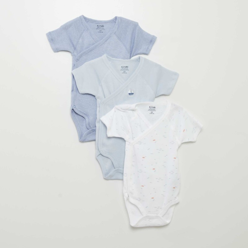 Lot de 3 bodies fantaisie - Bleu ciel