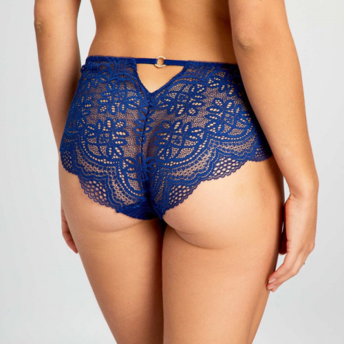 Shorty en dentelle satinée - Bleu électrique