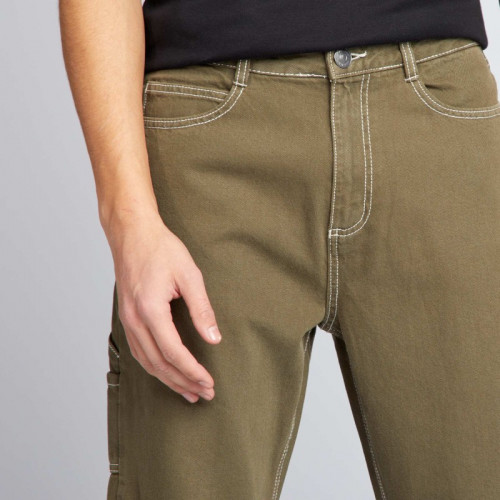 Pantalon à surpiqures contrastées - Kaki