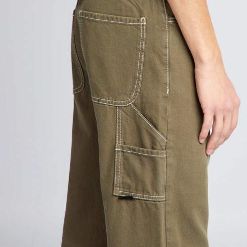 Pantalon à surpiqures contrastées - Kaki