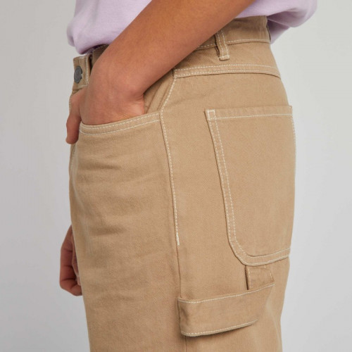 Pantalon à surpiqures contrastées - Beige