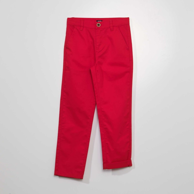 Pantalon chino uni - Rouge