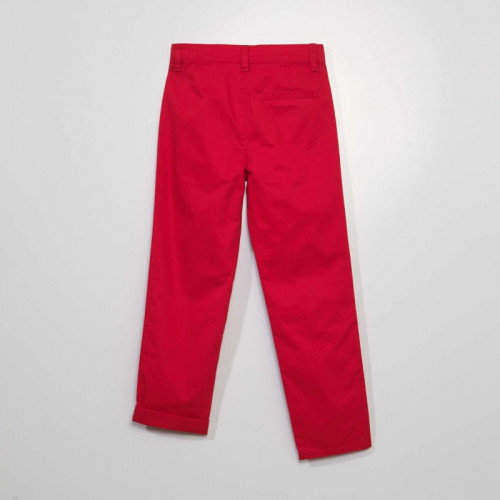 Pantalon chino uni - Rouge