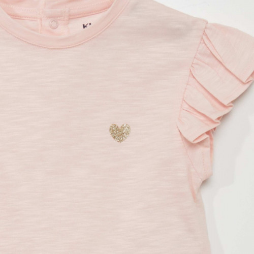 T-shirt imprimé manches volantées - Rose