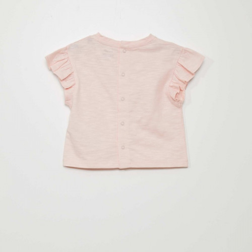 T-shirt imprimé manches volantées - Rose