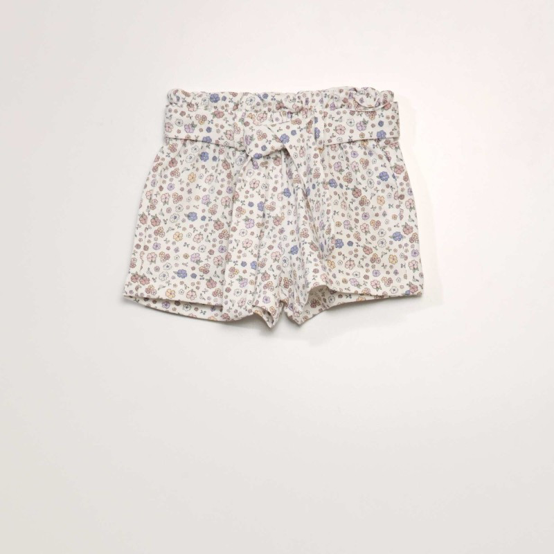 Short fleuri en french terry - Blanc fleuri