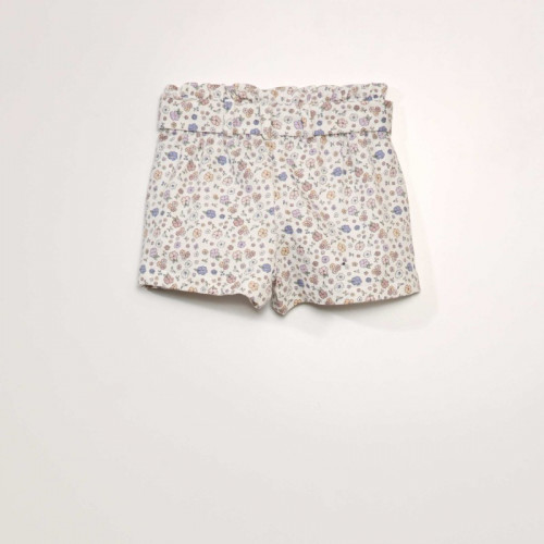 Short fleuri en french terry - Blanc fleuri