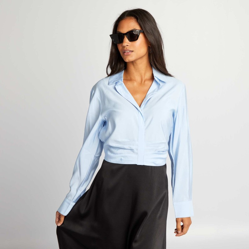 Chemise cropped - Bleu